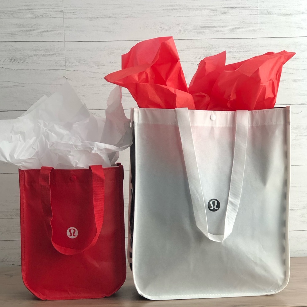 Lululemon Tote Shopping Lunch Reusable Bags Set of 2